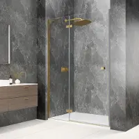 Polysan Globe nisdeur met vast paneel 120cm helder glas links goud mat