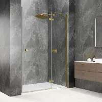Polysan Globe nisdeur met vast paneel 110cm helder glas rechts goud mat