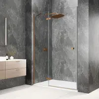 Polysan Globe nisdeur met vast paneel 120cm helder glas links koper mat