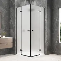 Polysan Globe vierkante douchecabine 90x90cm hoekinstap mat glas gunmetal