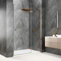 Polysan Globe nisdeur met vast paneel 80cm helder glas rechts koper mat