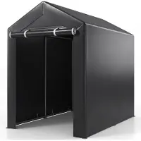 Costway tuinhuis, garage-tent met oprolbare deur met rits, metalen frame en zonnedak, weerbestendige fietsenopslag, waterdichte tuinhuis