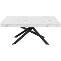 STILVORA Eettafel - Uittrekbaar 140-180x80 Cm Met 93mm Blad - Voor 6-8 Personen Met Kruispoten - Eenvoudige Montage - MDF - Wit