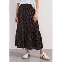 Street One Dames Maxirok met volants en print - Bruin - 38