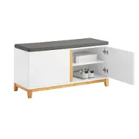 SoBuy Schoenenbank FSR117-W - 2 Deuren - Gevoerde Zitting - 90 x 34 x 46 cm - Wit