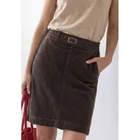 Street One Dames Kniehoge rok van corduroy met gespdetails - Bruin - 40