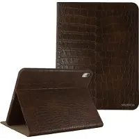 Selencia Croco bookcase voor de Apple iPad 11 (2025) 11 inch A16 / iPad 10 (2022) 10.9 inch - Choco Brown