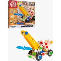 Heros Constructor Voertuigen – Constructiespeelgoed – 4-in-1 – 70 Onderdelen – Bouw Kraanwagen, Helikopter, Vliegtuig en Driewieler – Houten Bouwset – FSC Hout – Gemaakt in Duitsland – Vanaf 3 Jaar