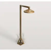 MORETTI Sokkellamp buiten Aura Disk, brons / oud-messing, Messing, Landelijk, Sokkellamp