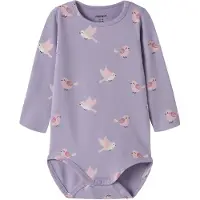Name it BABY romper met print - lila Paars Meisjes Stretchkatoen Ronde hals - maat 74
