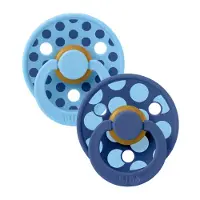 BIBS - Pacifier Studio Colour 2 Pack Polka Mix Latex - Breeze/Cornflower - Size 1