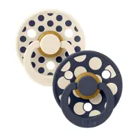 BIBS - Pacifier Studio Colour 2 Pack Polka Mix Latex - Ivory/Deep Space - Size 1