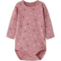 Name it BABY katoenen romper met hartjes - roze Meisjes Stretchkatoen Ronde hals - maat 74