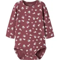 Name it BABY gebloemde romper - donkerrood Meisjes Stretchkatoen Ronde hals - maat 62