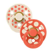 BIBS - Pacifier Studio Colour 2 PACK Polka Mix - Ivory/Tango - Size 1