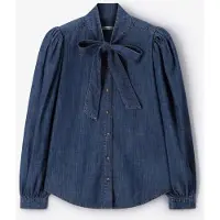 Sissy-Boy Donkerblauwe denim blouse met strik | Maat: S