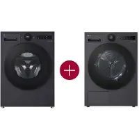 LG 13kg Wasmachine Zwart F4WX803YB + 10kg Warmtepomp droger Zwart RT10X8B - F4WX803YB.RT10X8B