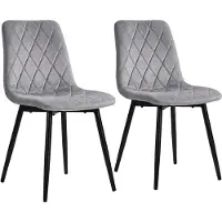 Relaxdays Eetkamerstoel, set van 2, fluweel, metalen poten, draagvermogen 120 kg, geschikt voor woonkamer en keuken, gestoffeerde keukelstoel, grijs