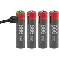 Yes I Do , 4x AA Batterijen Lithium 440mAh 1.5V 666mWh Oplaadbaar USB-C, Zwart / Rood