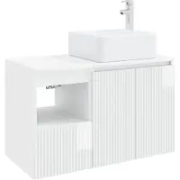 vidaXL Badkamerkast set, 2 stuks, hoogglanzend wit, houtvezel