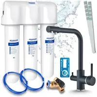 ARI 3-wegs keukenkraan Venom, chroom, spoelkraan. Inclusief Aquaphor waterfiltersysteem, onderbouwinstallatie, 360° draaibaar