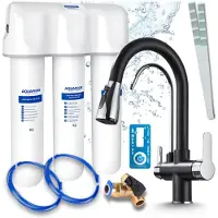 ARI 3-wegs keukenkraan Nordic, chroom, uittrekbare kraan. Inclusief Aquaphor waterfiltersysteem en onderbouwinstallatie