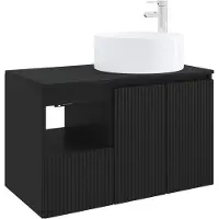 vidaXL Badkameraccessoireset, 2 stuks, zwart, houtvezel