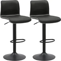 BellaFurn Set van 2 barkrukken Henchy - Kunstleer | Kleur: zwart | Afmetingen: 41x47x85 cm