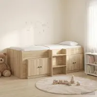 Prolenta Maison Exclusive - Bedframe in loftstijl met kast, 3 stuks, gemaakt van houtvezel in Sonoma-eikenlook