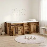 Prolenta Maison Exclusive - Bedframe in loftstijl met kast, 3 stuks, gemaakt van gerecycled hout en houtvezel