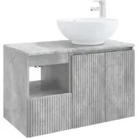 vidaXL Badkameraccessoireset, 2 stuks, betonkleur, houtvezel