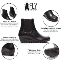 Fly london Dames Zwarte Leren Chelsea-laarzen met wighak - ORFU496