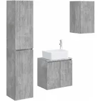 vidaXL Badkamerkastset, 3 stuks, betonkleur, 33 x 34,5 x 160 cm