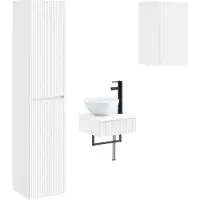 vidaXL Badkamerkast set 3 st Wit 33 x 34,5 x 160 cm Bewerkt hout