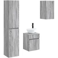 vidaXL Badkamerkastset, 3 stuks, grijs Sonoma, 33 x 34,5 x 160 cm