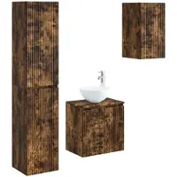 vidaXL Badkamerkastset, 3 stuks, gerookt eikenhout, 33 x 34,5 x 160 cm