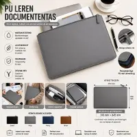 OEM Tas PU Lederen Documententas met Rits – Laptophoes – Geschikt voor Laptop, Tablet, A4-documenten & Accessoires – Waterafstotend – Grijs