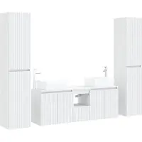vidaXL Badkamerkast set 5 st Wit 33 x 34,5 x 160 cm Bewerkt hout