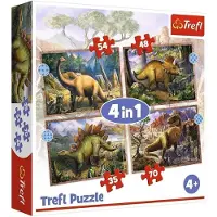 Trefl puzzel - 4-in-1 dinosaurus legpuzzel voor kinderen.