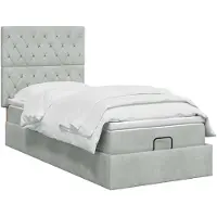 vidaXL Ottomanbed met matras en LED-verlichting, lichtgrijs, 90 x 190 cm, fluweel