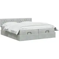 vidaXL Ottomanbed met matras en LED-verlichting, lichtgrijs, 180 x 200 cm, fluweel
