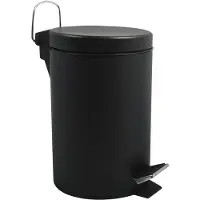 Famanu – Cosmetica-afvalbak voor de badkamer, roestvrij staal met verwijderbare binnenemmer, elegante pedaalemmer, compact en praktisch, zwart, 3L