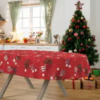 ANRO Tafelkleed Kerst maretak Rood Ovaal 240x140cm Rechte rand Afwasbaar Waterafstotend