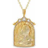Cavill - 925 Sterling Zilver Halsketting met Parelmoer Fancy Slijpsel en Cambodjaanse Zirkonen - Goudlaag - Luxe Dames Sieraad - 50 cm