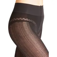 Falke High Waist Midwinter gedessineerd materiaal ondoorzichtig 100 DEN panty dames zwart - maat XL
