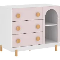 En.casa Kindercommode Vaarentaa met 3 lades 2 open vakken 79x41x66 cm roze []