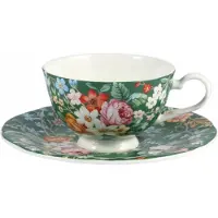 Marco polo Porseleinen Theekop met Schotel 185ml - Folkloristisch Bloemendesign
