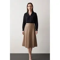MyFashion Hoog-Waisted Midi A-Lijn Nepleer Rok