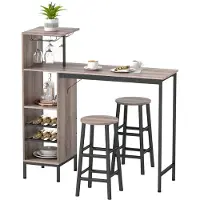 HOMCOM Bartafel set MDF, staal 121,5L x 40B x 122H cm Grijs