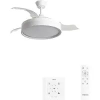Create - Stille plafondventilator 40 W Ø107 cm met intrekbare bladen en LED-licht - M - Met licht - Controller voor wandmontage - WIND CLEAR EDGE